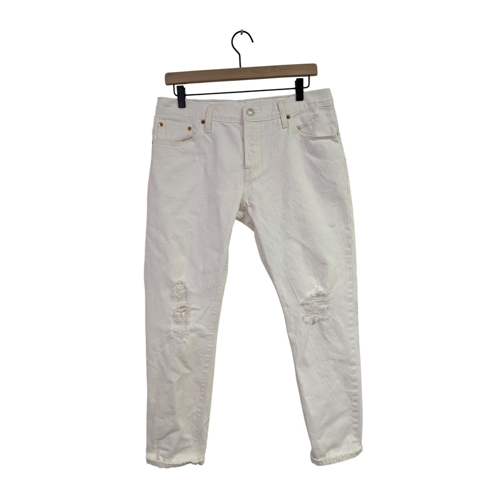Levi's 501 CT Women's Jeans‎ Custom Tapered Distressed Cropped White 32x28